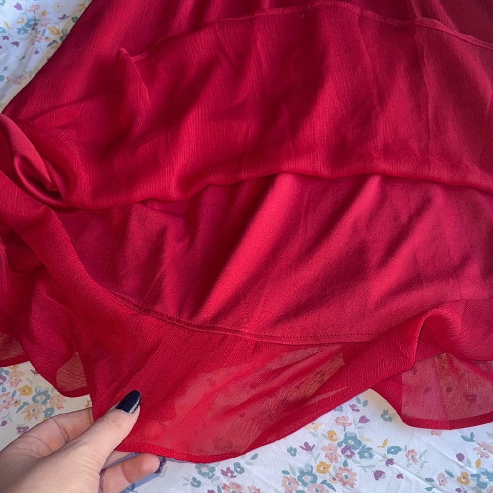 Red SHIFT Ruffle Fit-and-Flare Dress - Picture 7 of 8